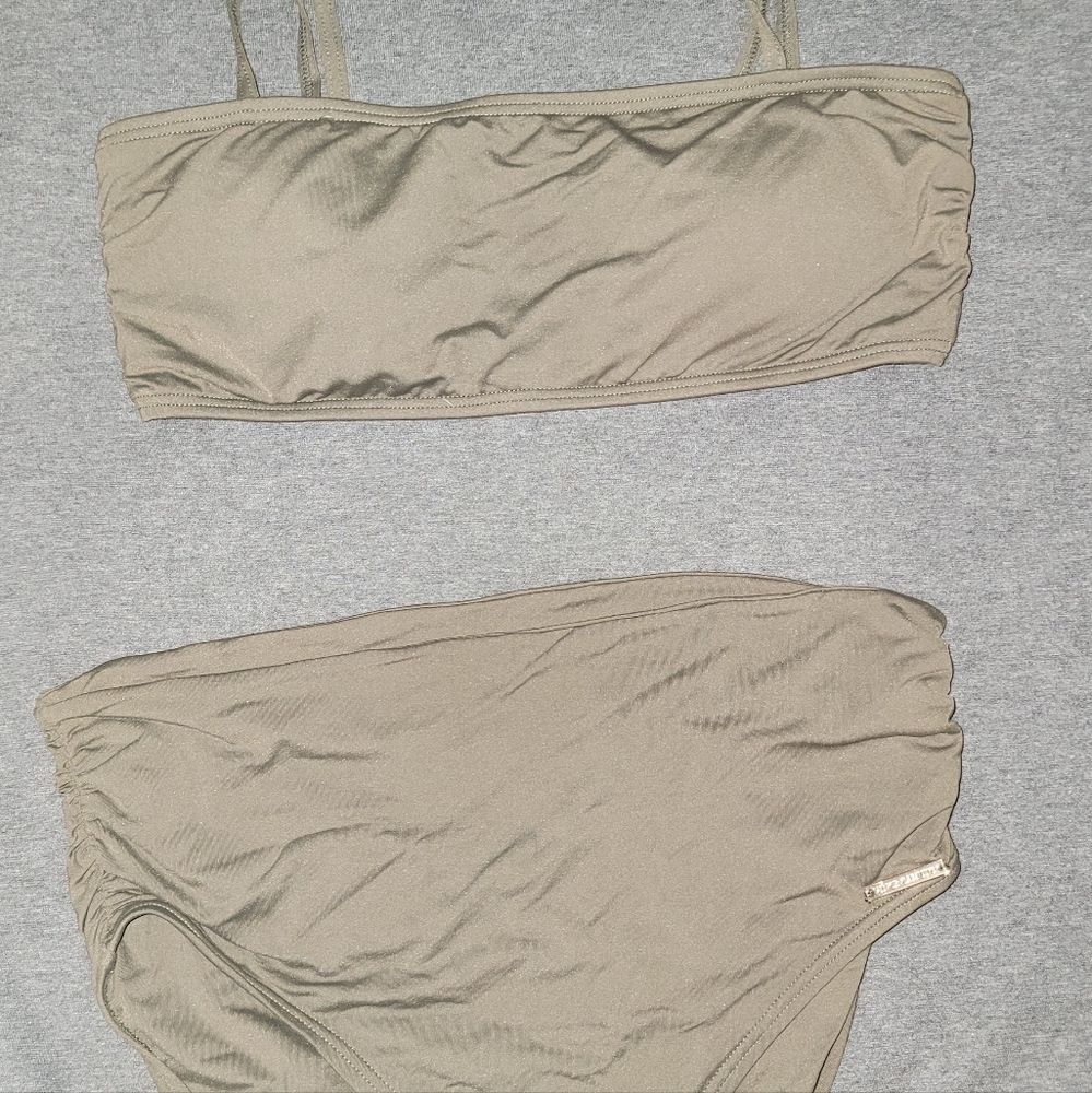 Vince Camuto High Waisted Bikini Swim Suit - Medium - Army Green